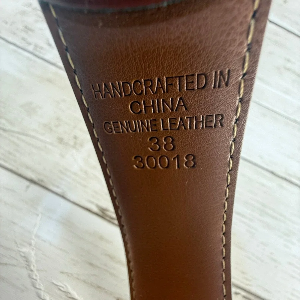 Genuine Leather Brown Dress Belt Mens Size 38 Silver Buckle‎ 30018 Handcrafted